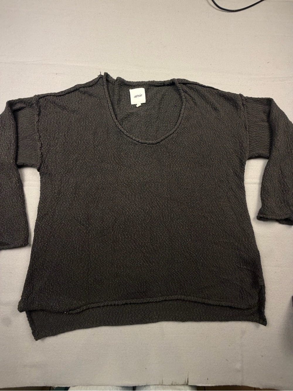 aerie charcoal scoop neck textured sweater sz L